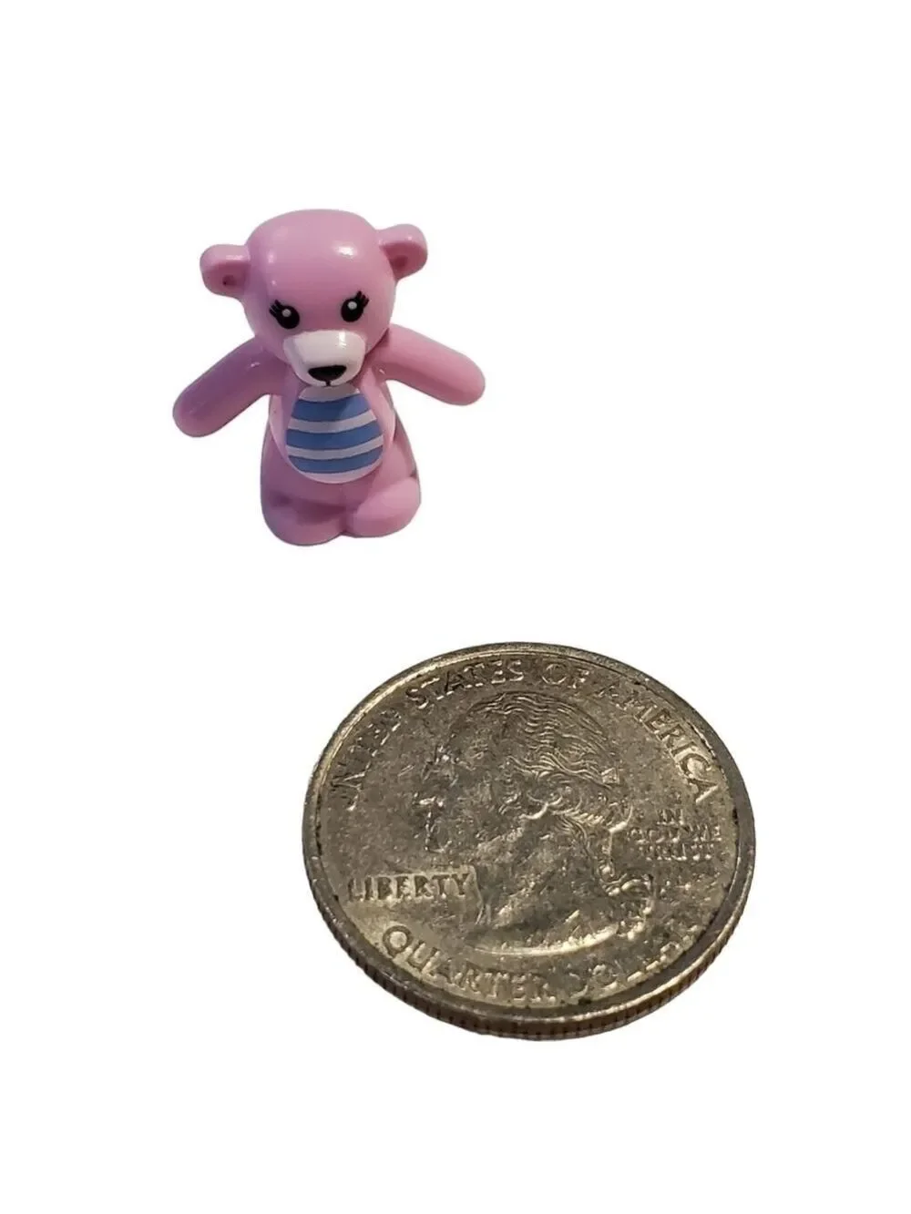 Lego Pink Teddy Bear mini figure blue white striped belly